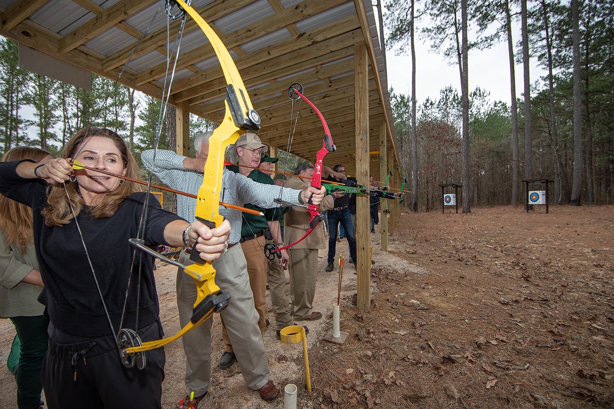 First arrows fly at the Walker County Community Archery Park on Wednesday, February 6, 2019 --Photo by Billy Pope, ADCNR.