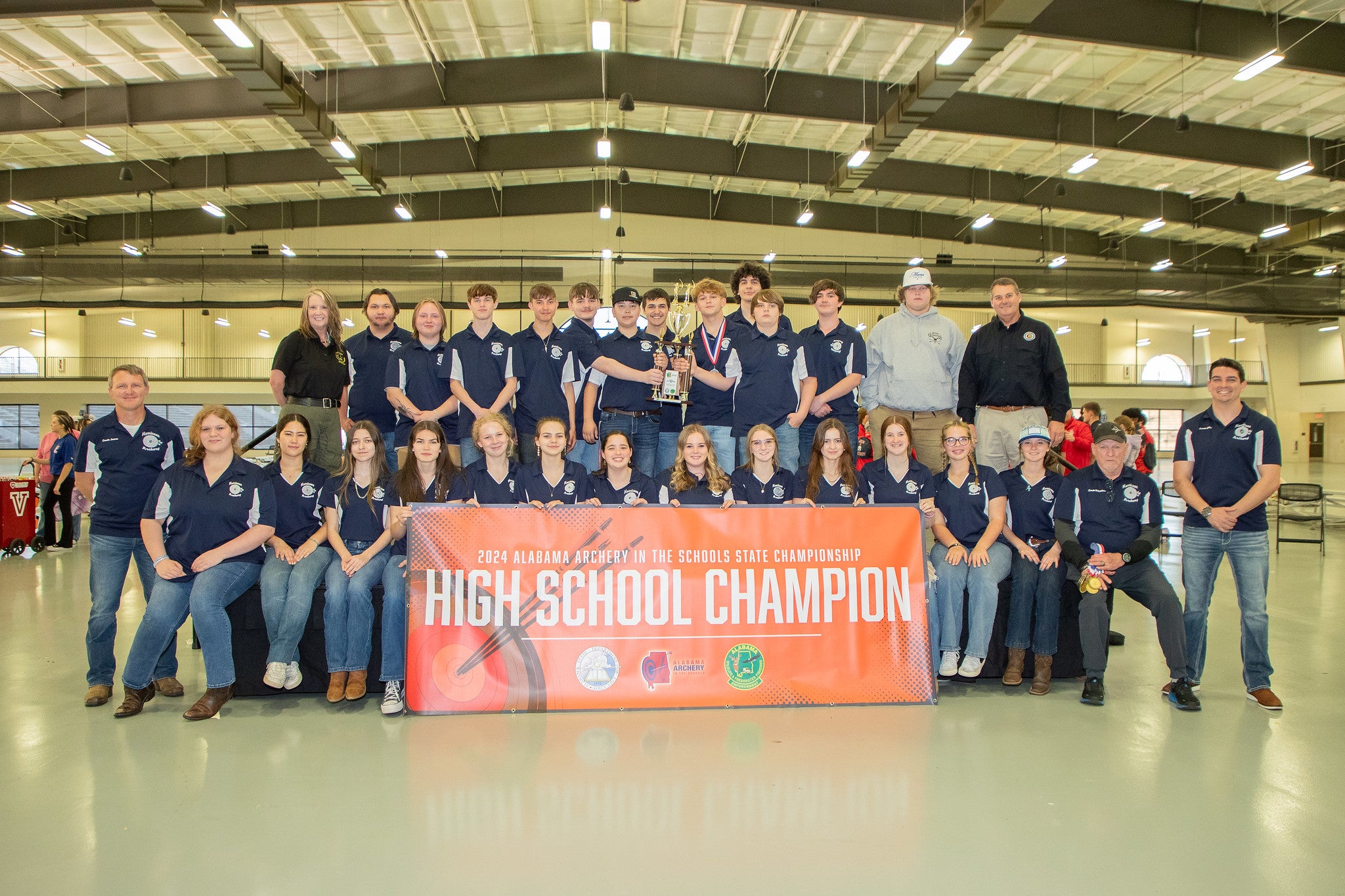 The Alma Bryant High Hurricanes from Irvington, Alabama, took first place in the High School Division of the 2024 NASP State Championship with a score of 3,456 out of a possible 3,600. Photo by Billy Pope, ADCNR.